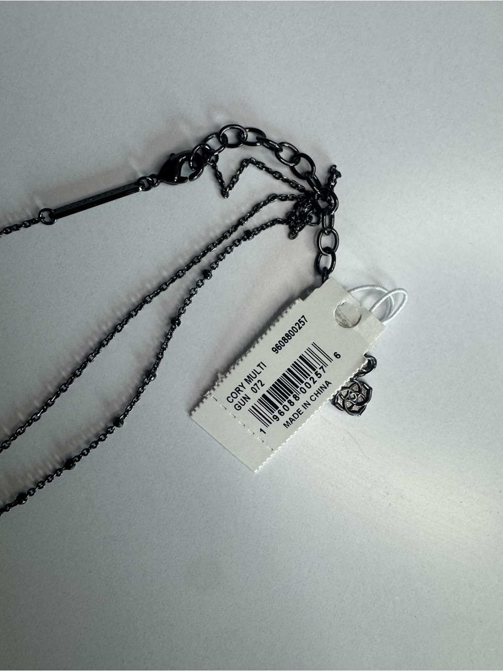 Kendra Scott Cory Gunmetal with Iridescent Teardrop Pendant Necklace - Picture 2 of 4
